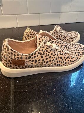 Leopard-Print Slip-On Sneakers in Beige and Black